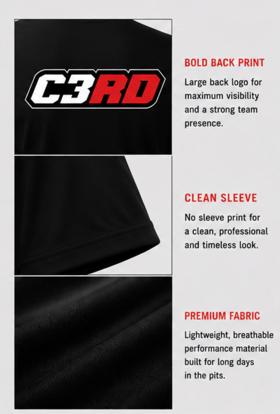 C3RD Black DryFit Performance Tee